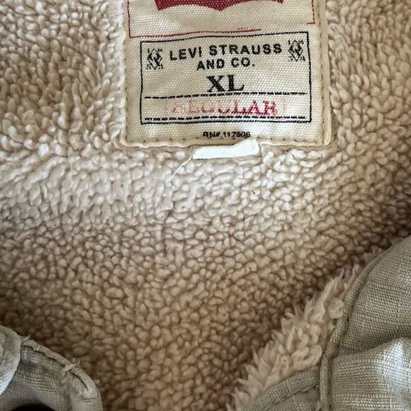Levi's Shacket Work Jacket Men's Size XL Beige Sherpa Lined Button Front Ripstop - Picture 9 of 9